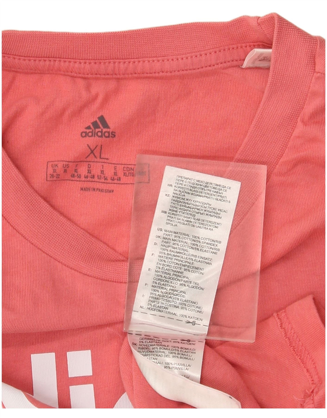 T-shirt grafica da donna ADIDAS Top UK 20/22 XL cotone rosa