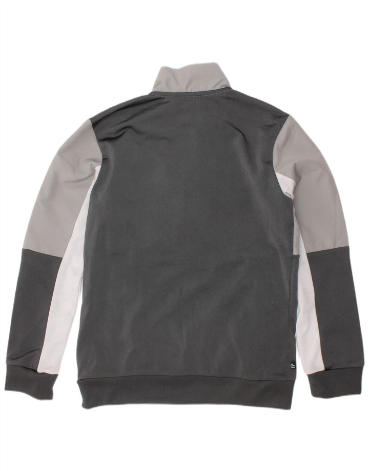 ADIDAS Boys Zip Neck Sweatshirt Jumper 7-8 Years Grey Colourblock