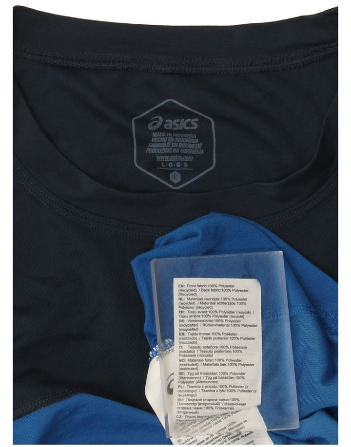 T-shirt da uomo Asics Top Large in poliestere color block blu