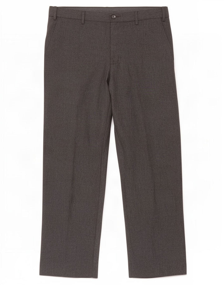 Pantaloni da abito regolari da uomo Marks & Spencer W34 L31 poliestere grigio
