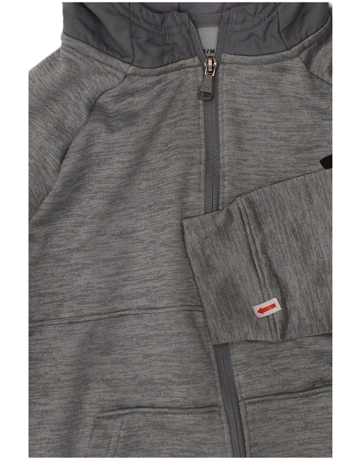 UNDER ARMOUR Boys Zip Hoodie Sweater 9-10 Years Medium Grey Flecked