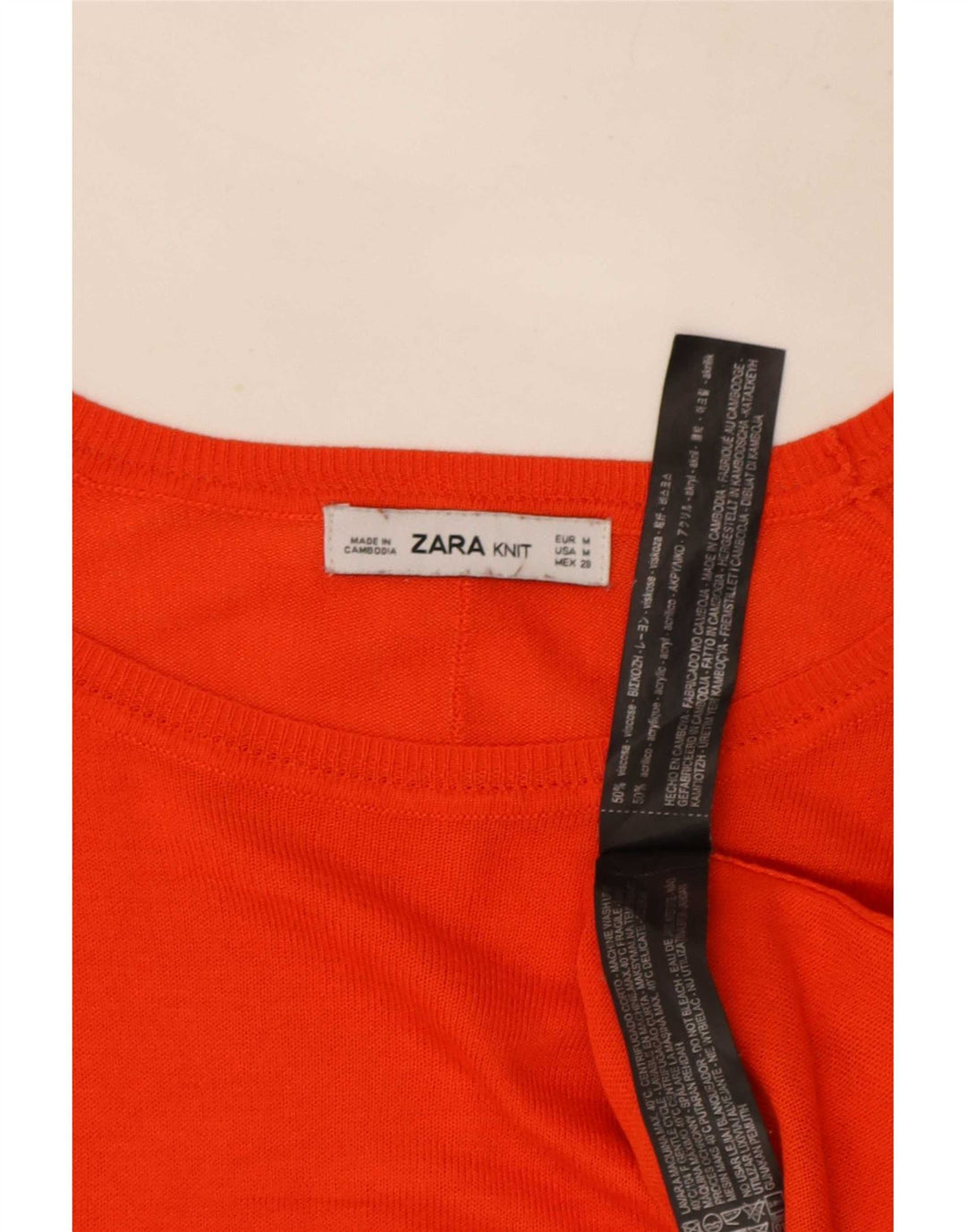Maglione maglione con scollo a barca da donna Zara UK 14 Viscosa arancione medio