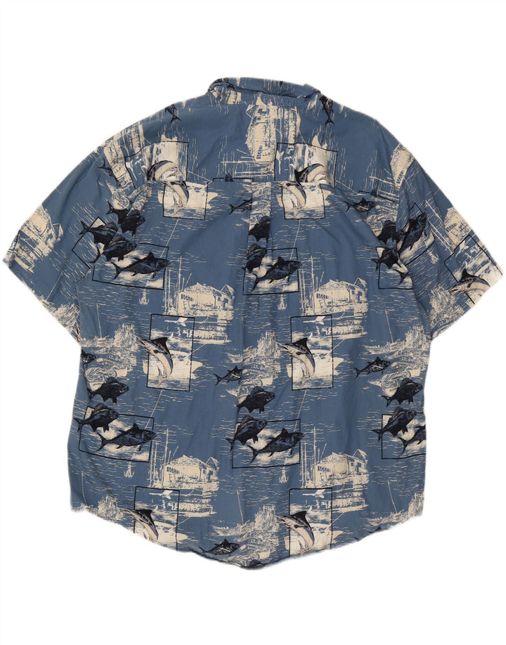 Camicia a maniche corte grafica da uomo Puritan 2XL cotone blu