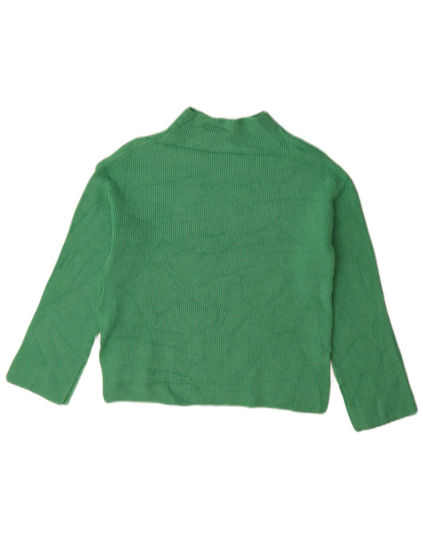 Maglione maglione a collo alto da donna Marks & Spencer UK 10 piccolo viscosa verde