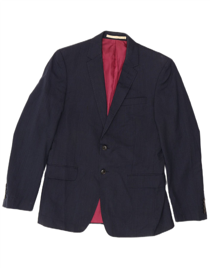 Giacca blazer a 2 bottoni da uomo Marks & Spencer UK 38 lana blu navy media
