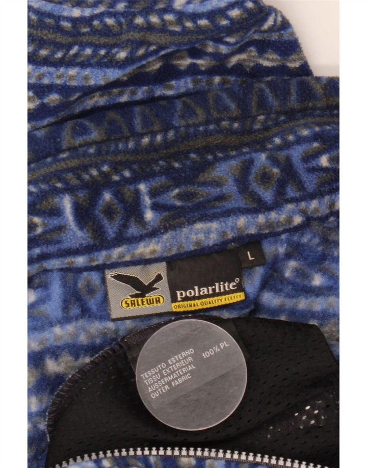 SALEWA Giacca in pile Polarlite da uomo UK 40 Large Blu Navy geometrico