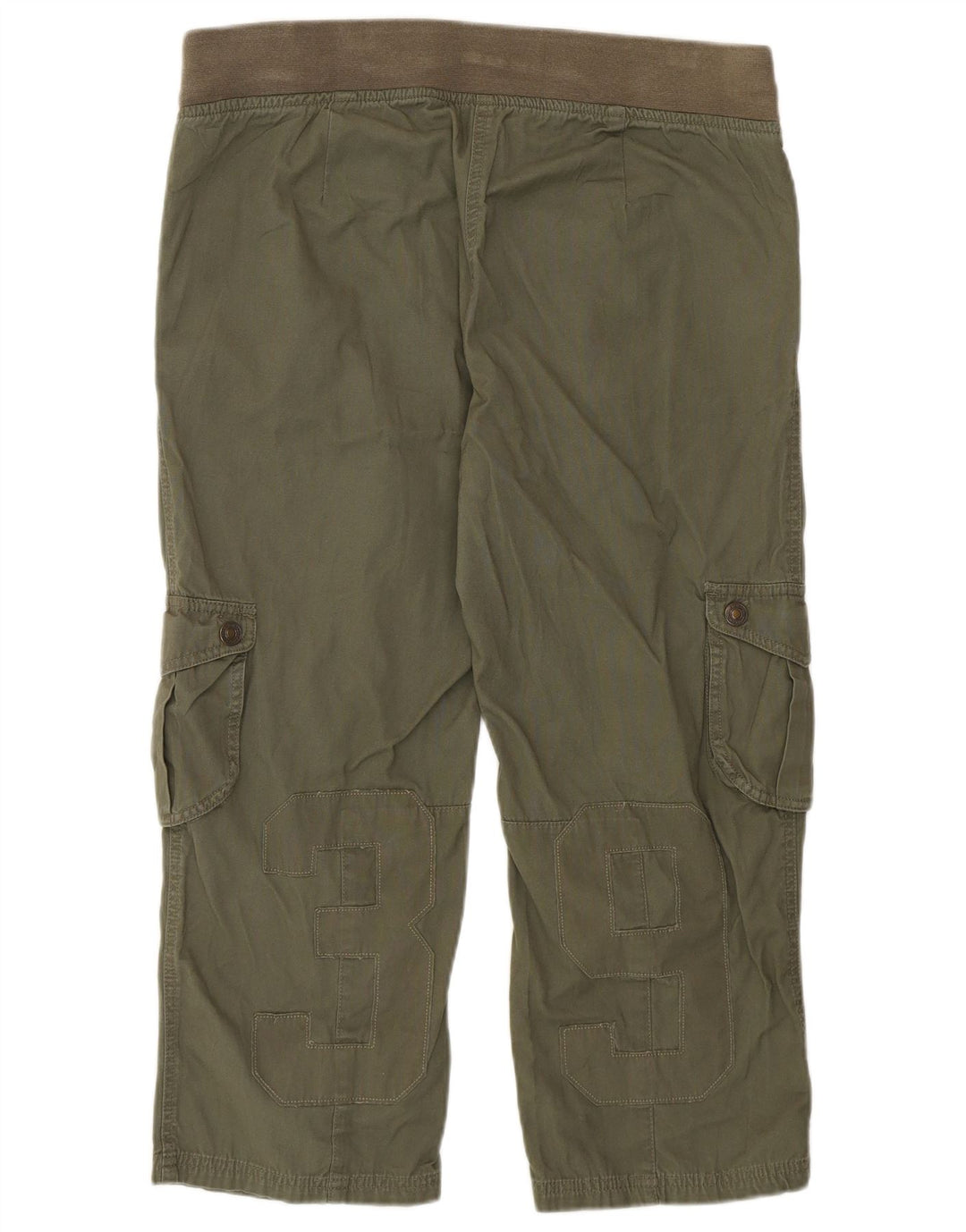 Pantaloni Capri Cargo da donna con grafica Benetton W36 L22 Cachi