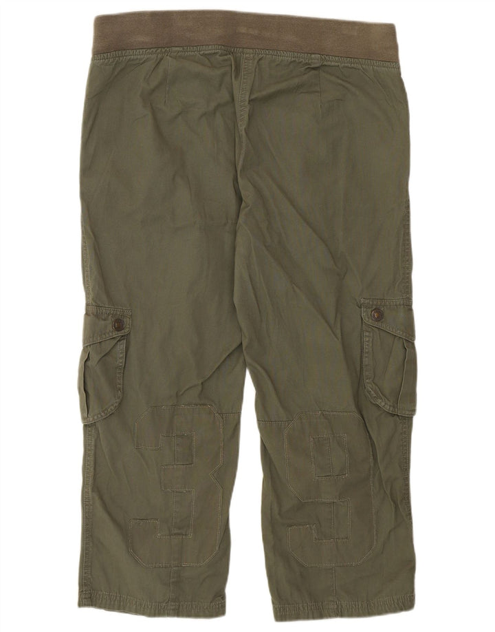 Pantaloni Capri Cargo da donna con grafica Benetton W36 L22 Cachi