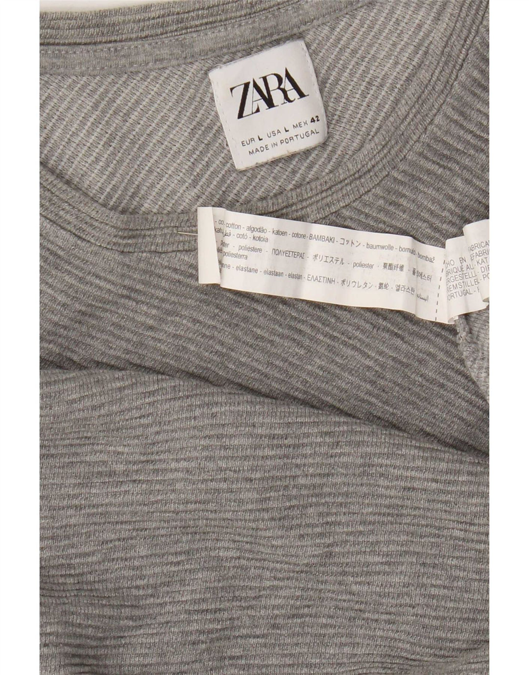 Top Zara da uomo a maniche lunghe grande in cotone grigio