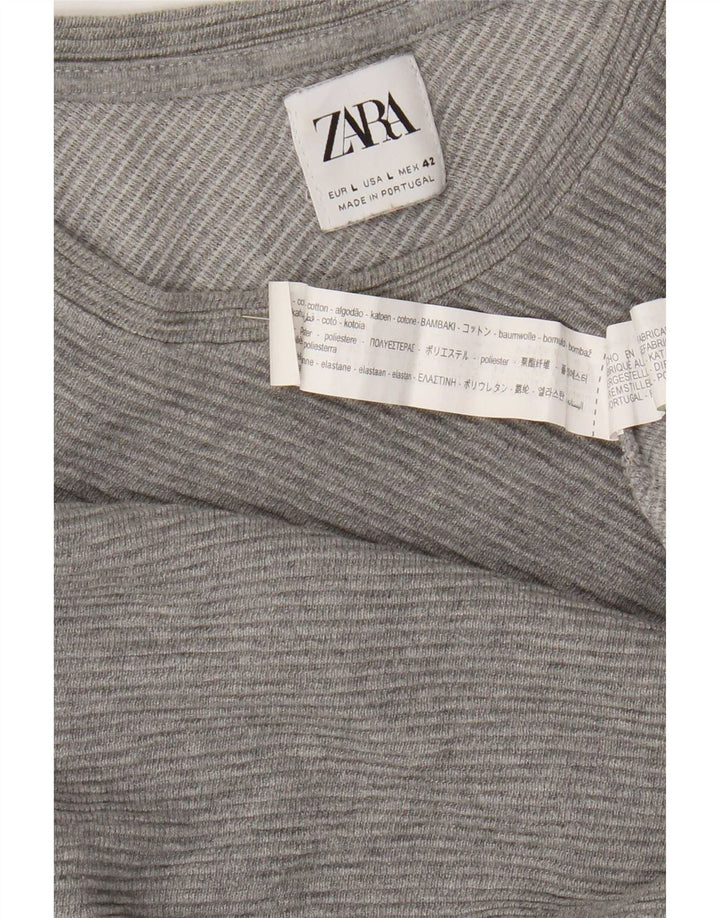 Top Zara da uomo a maniche lunghe grande in cotone grigio