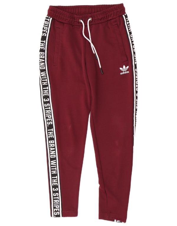 Pantaloni da tuta con grafica Adidas da donna UK 8 Small Bordeaux Poliestere