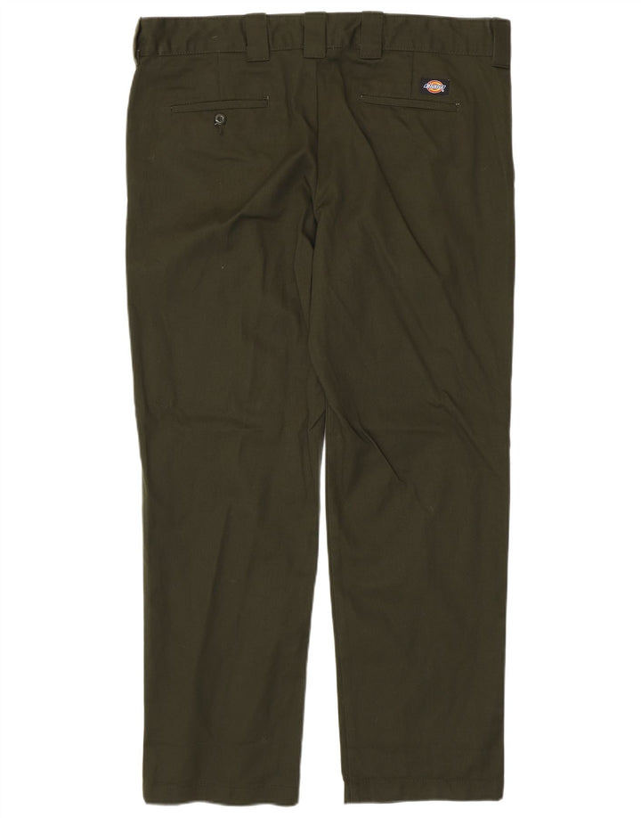 DICKIES Pantaloni chino dritti slim da uomo W38 L32 poliestere kaki