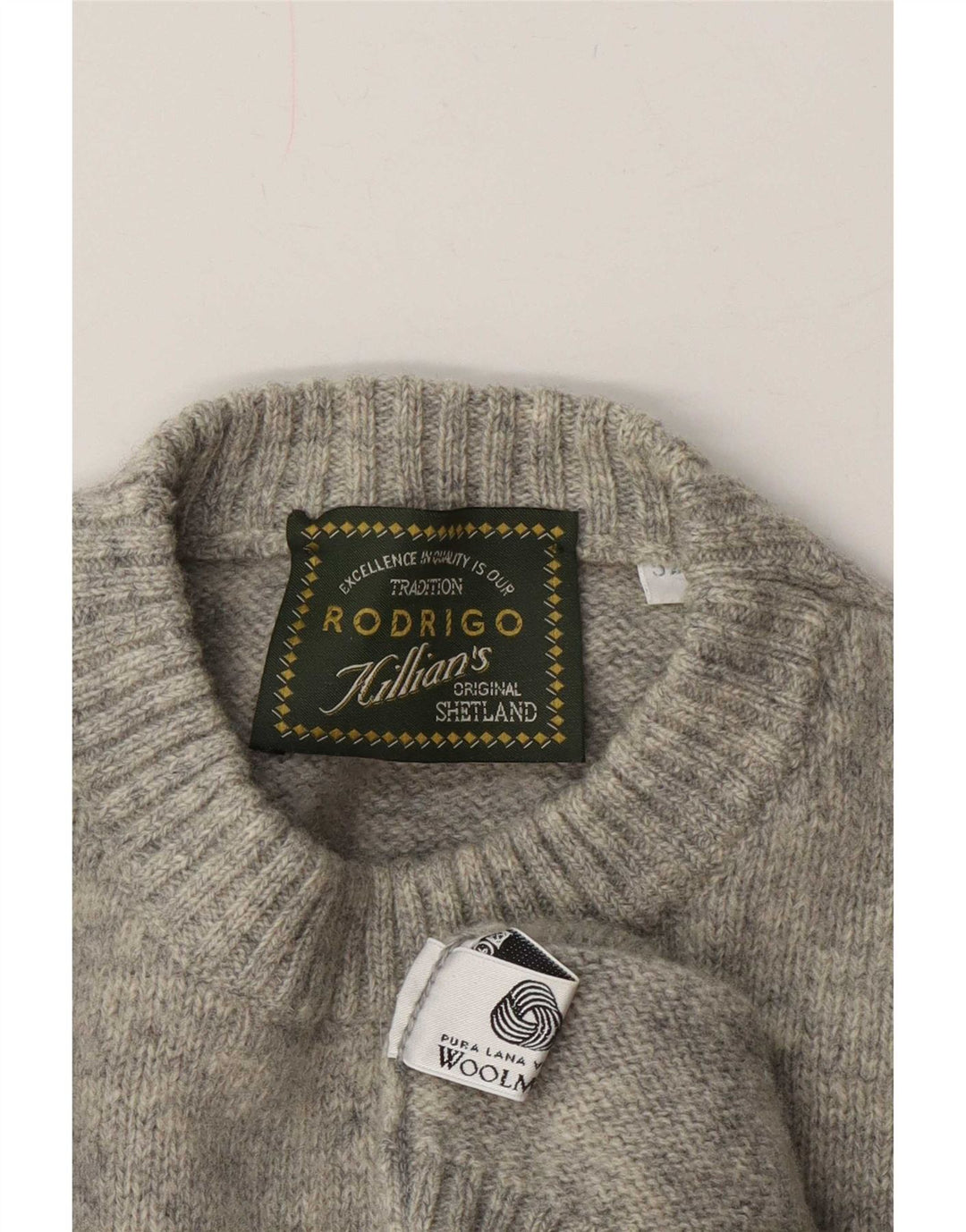 Maglione maglione girocollo da uomo Rodrigo IT 52 Large in lana grigia