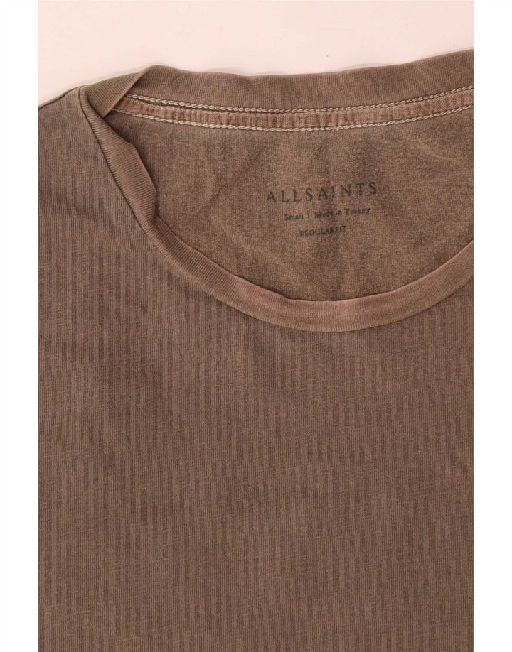 T-shirt da uomo con vestibilità regolare All Saints, piccola, in cotone marrone