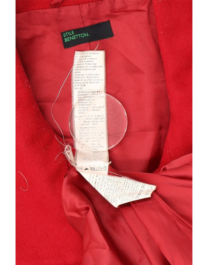 Cappotto doppiopetto da donna Benetton UK 14 Lana rossa media