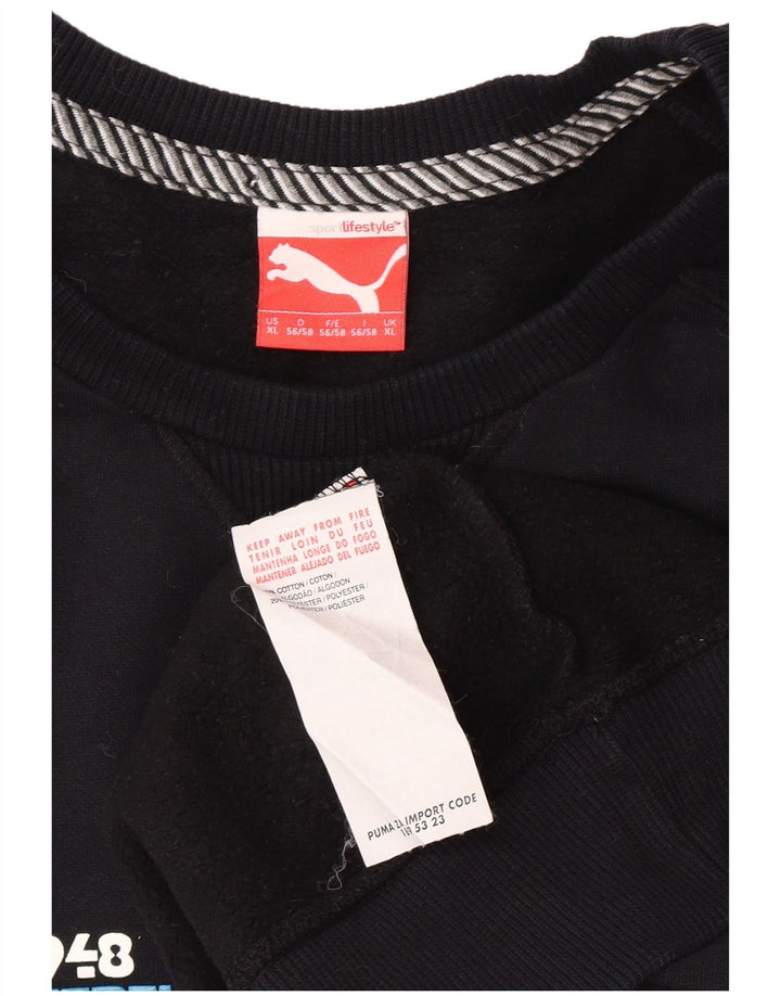 Felpa con grafica PUMA da uomo XL in cotone nero