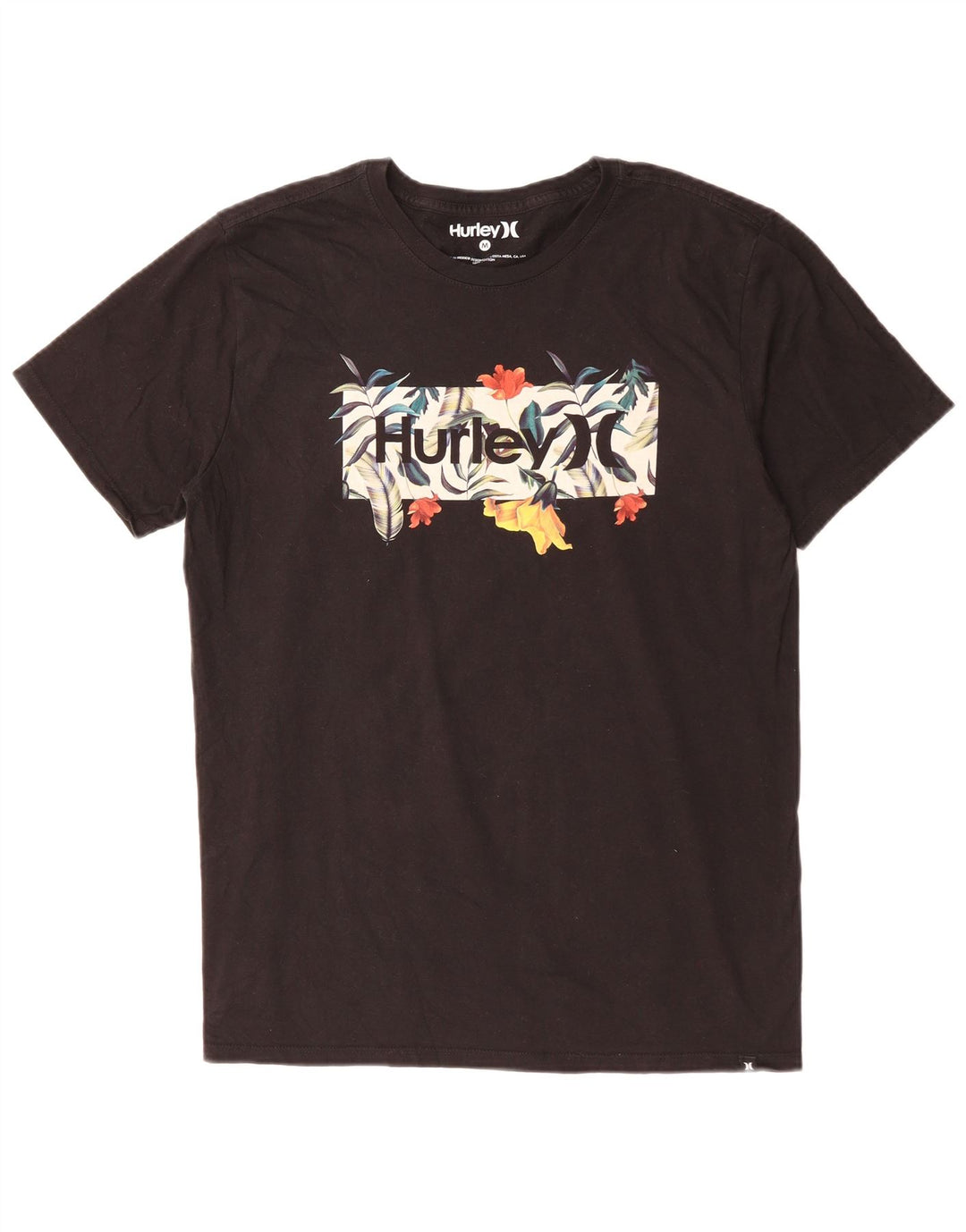 T-shirt grafica da uomo Hurley Top in cotone nero medio