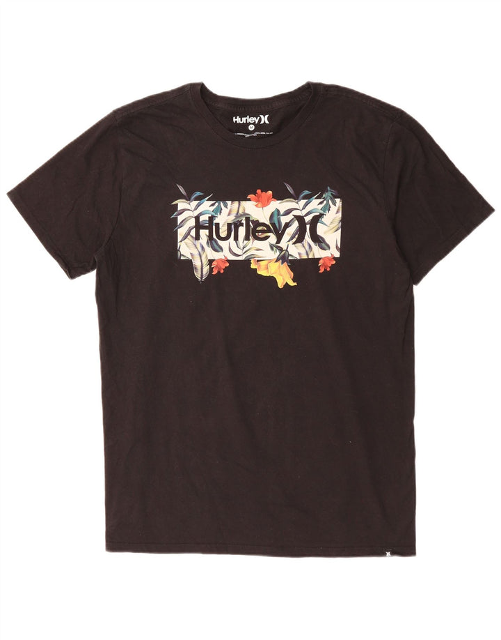 T-shirt grafica da uomo Hurley Top in cotone nero medio
