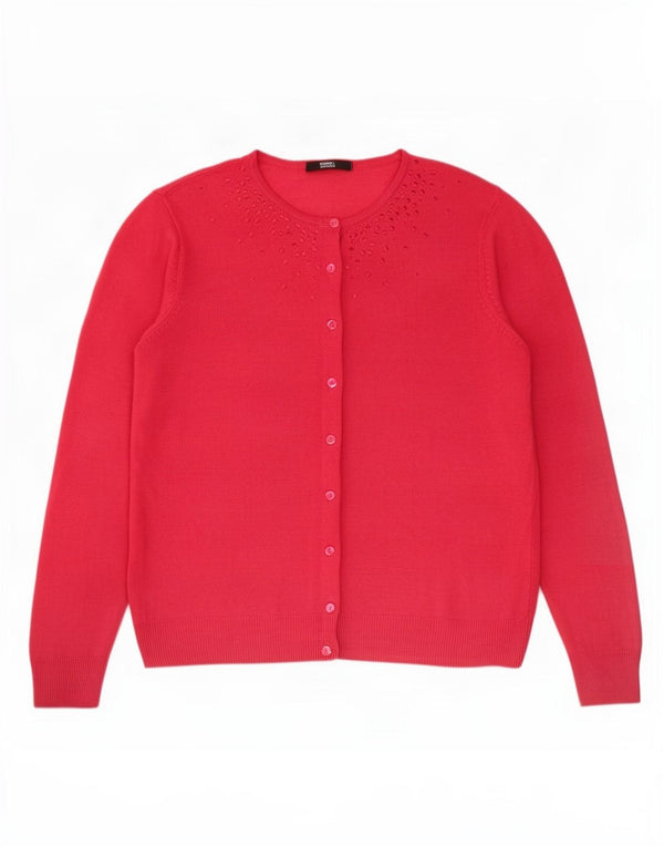 Maglione cardigan da donna Marks & Spencer UK 14 grande acrilico rosa