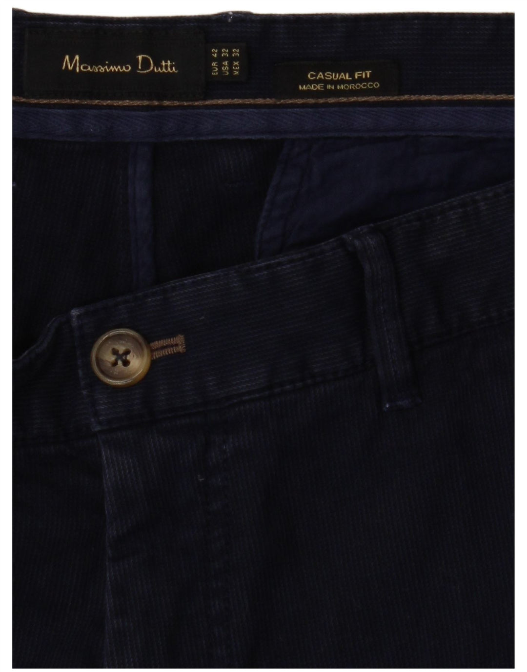 MASSIMO DUTTI Pantaloni chino vestibilità casual da uomo EU 42 Large W32 L32 Blu navy