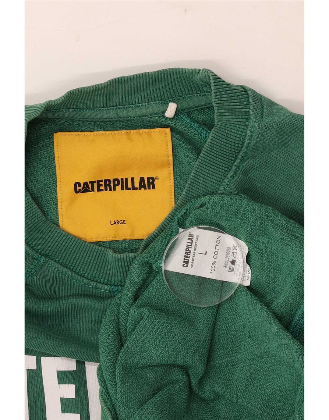 Felpa grafica da uomo Caterpillar, grande, in cotone verde