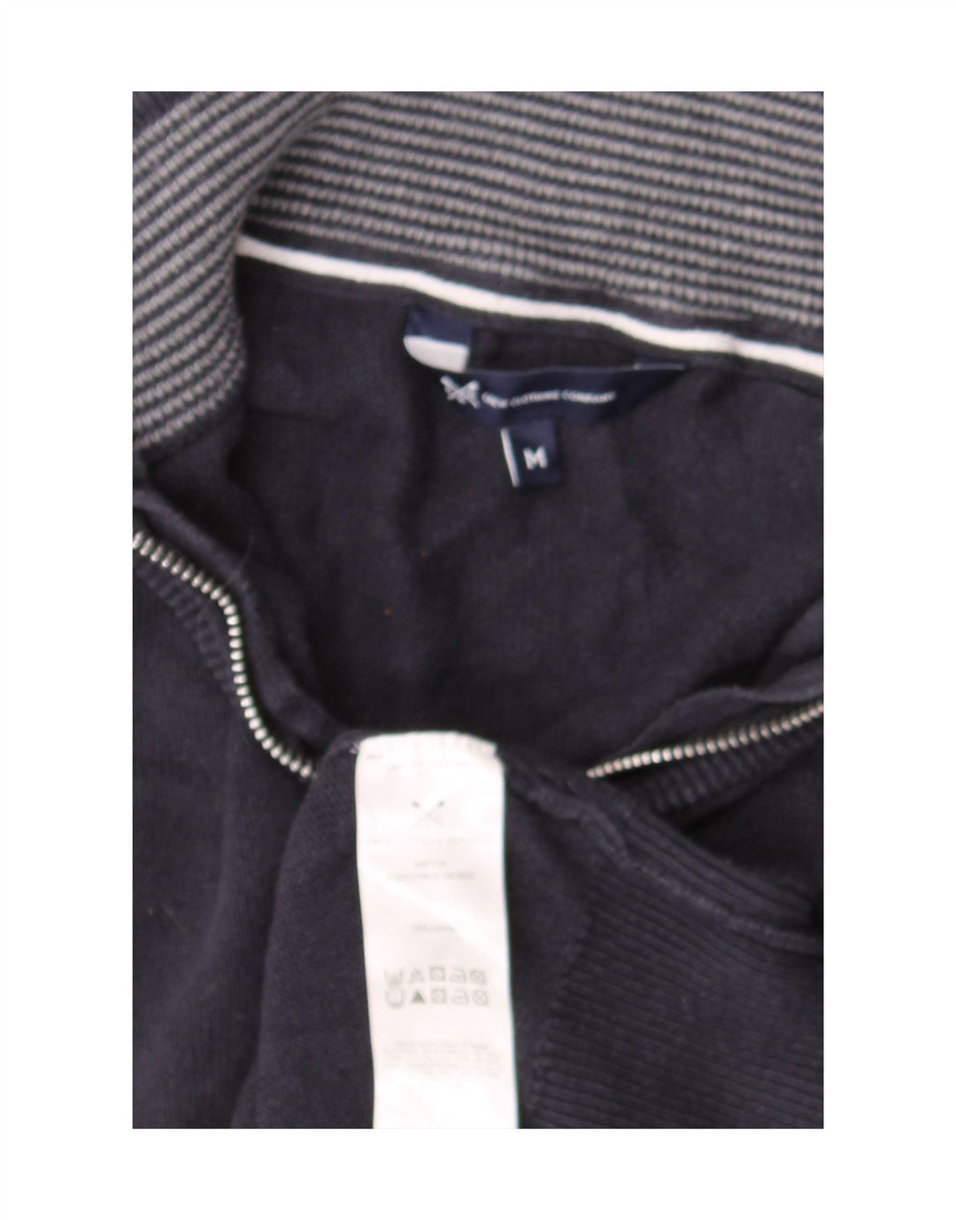 Crew Clothing Maglione da uomo con collo con zip, cotone medio blu navy