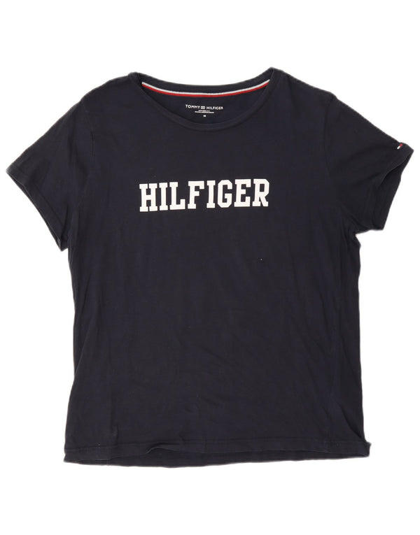 T-shirt grafica da donna Tommy Hilfiger Top UK 14 cotone blu navy medio