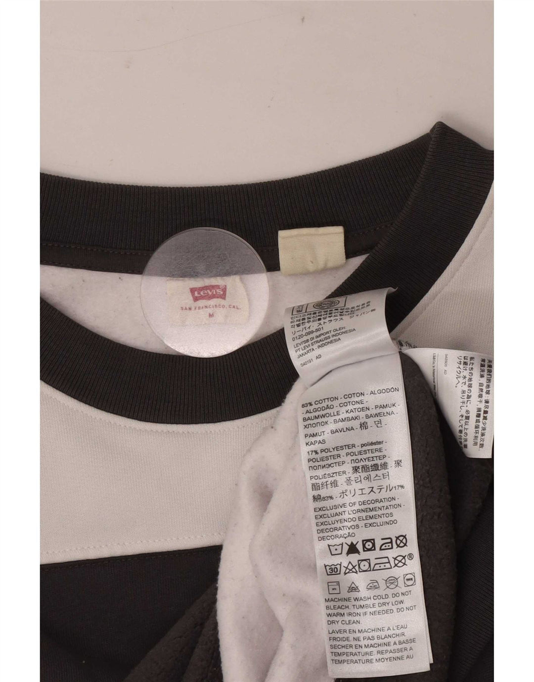 Levi's Donna Felpa Corta Oversize Maglione UK 14 Medio Nero a Righe