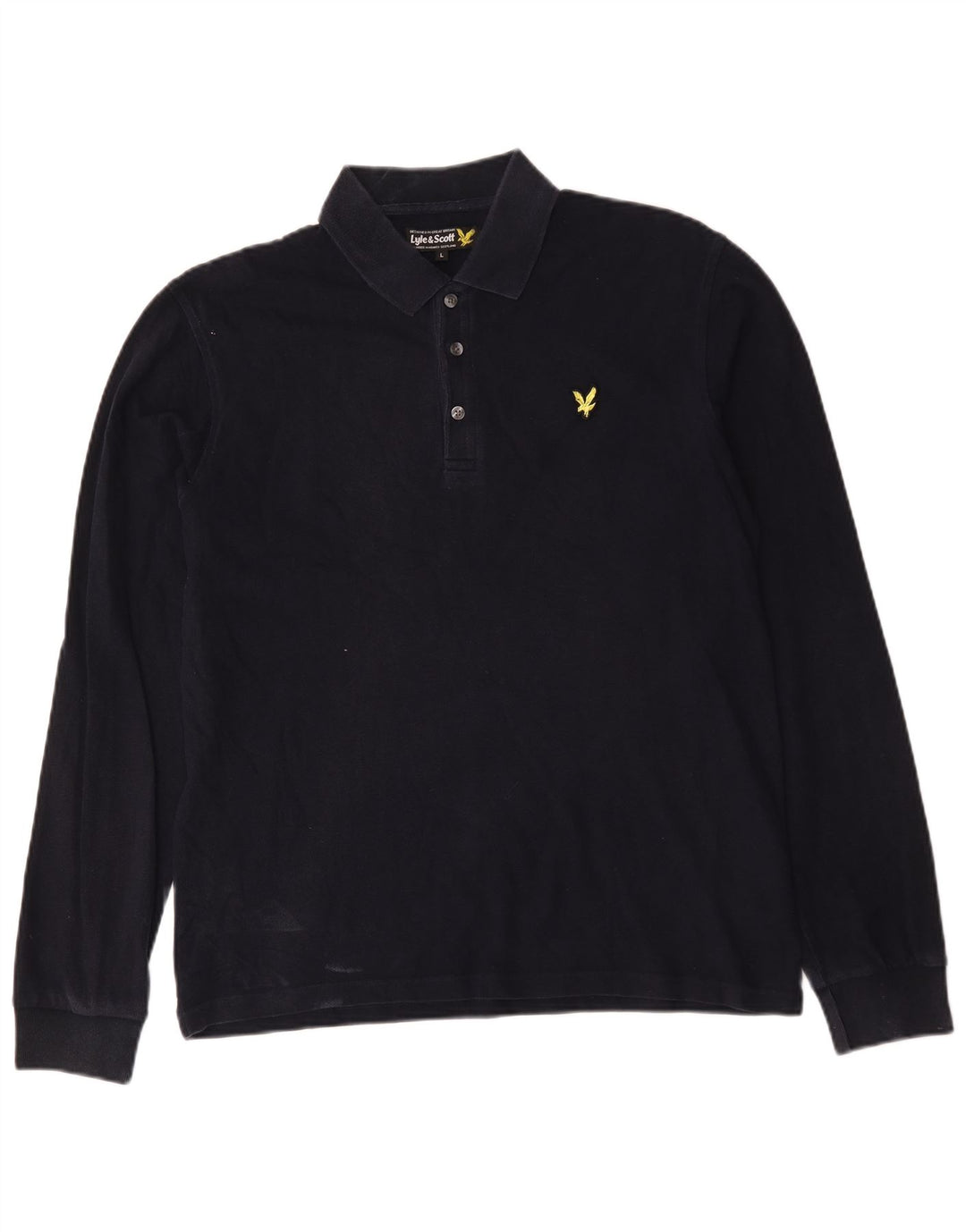 Polo da uomo a maniche lunghe Lyle & Scott grande in cotone blu navy