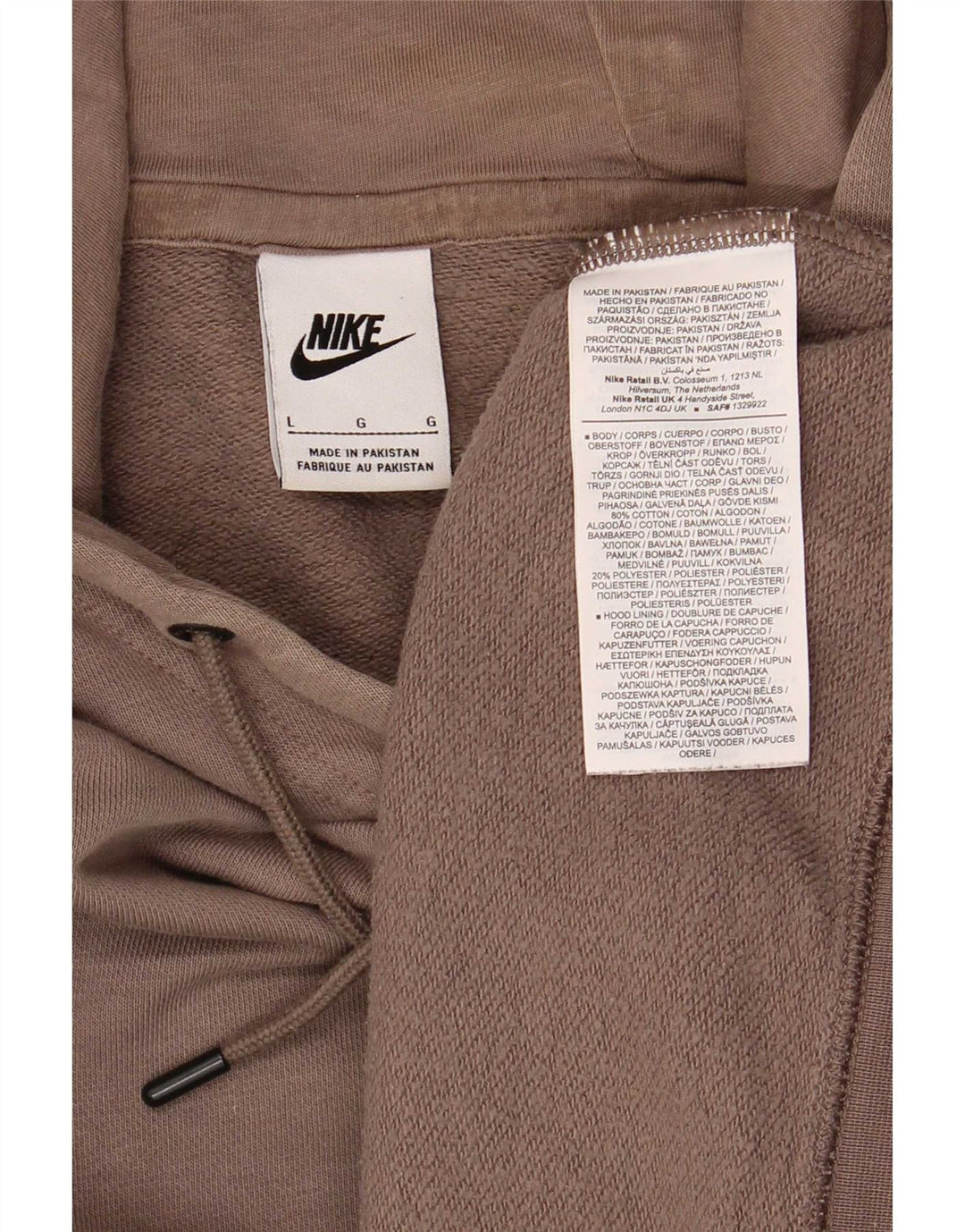 Felpa con cappuccio da uomo Nike Large in cotone marrone