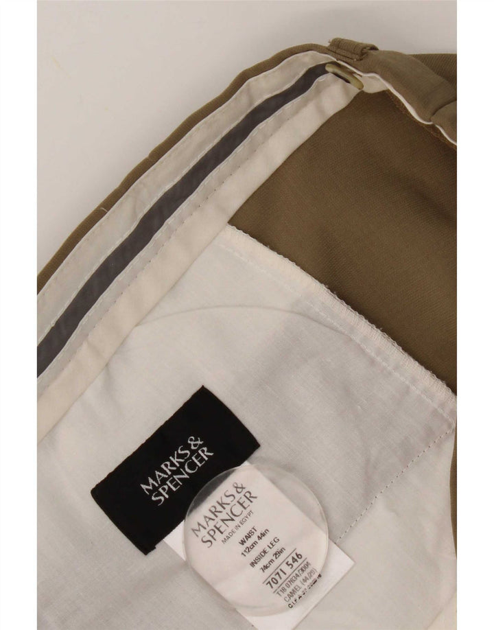 Pantaloni da abito con pegging da uomo Marks & Spencer W44 L29 Poliestere beige