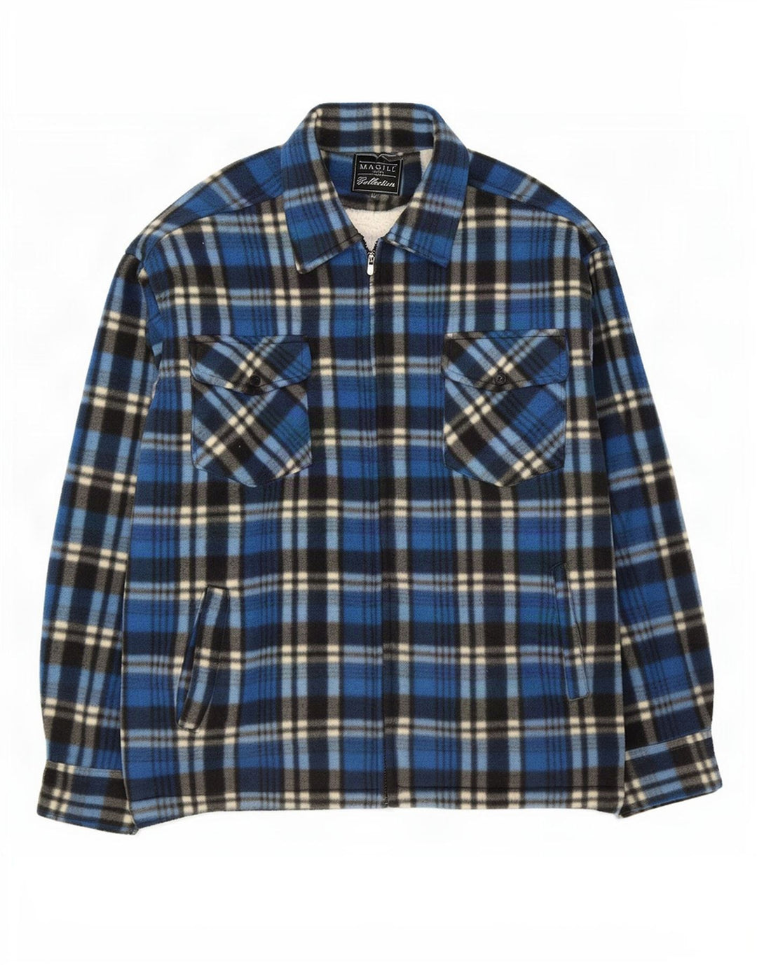 Giacca in pile Sherpa da uomo Magill UK 38 Poliestere scozzese blu medio