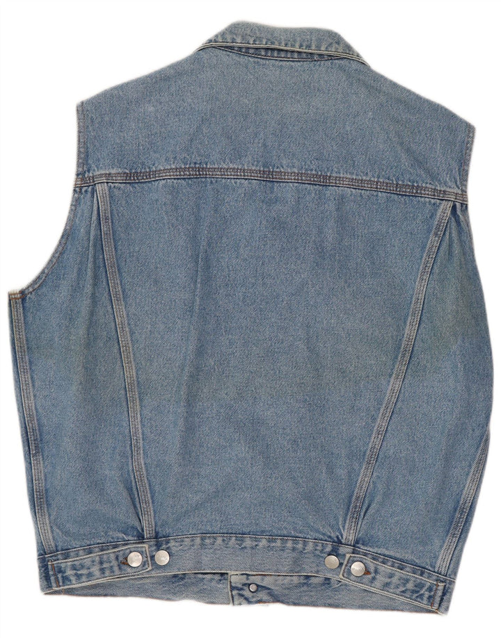 Gilet in denim vintage da uomo UK 38 cotone blu medio
