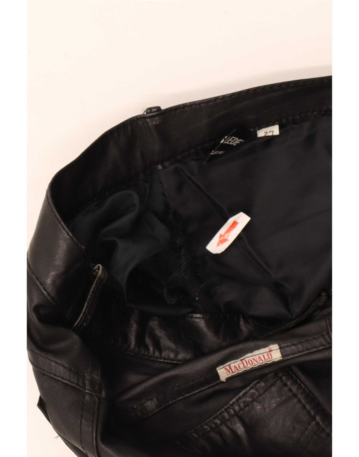 Pantaloni in pelle da donna vintage W27 L32 Nero