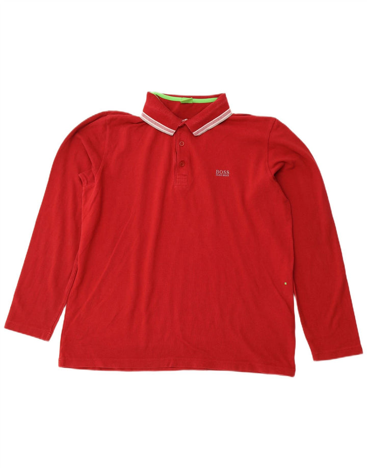 Polo HUGO BOSS da uomo a maniche lunghe dal taglio moderno 2XL in cotone rosso
