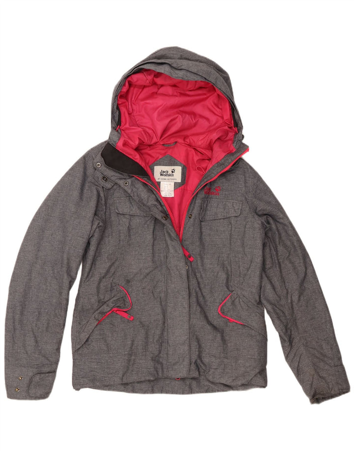 Giacca a vento con cappuccio da donna Jack Wolfskin UK 10 Small Poliestere grigio