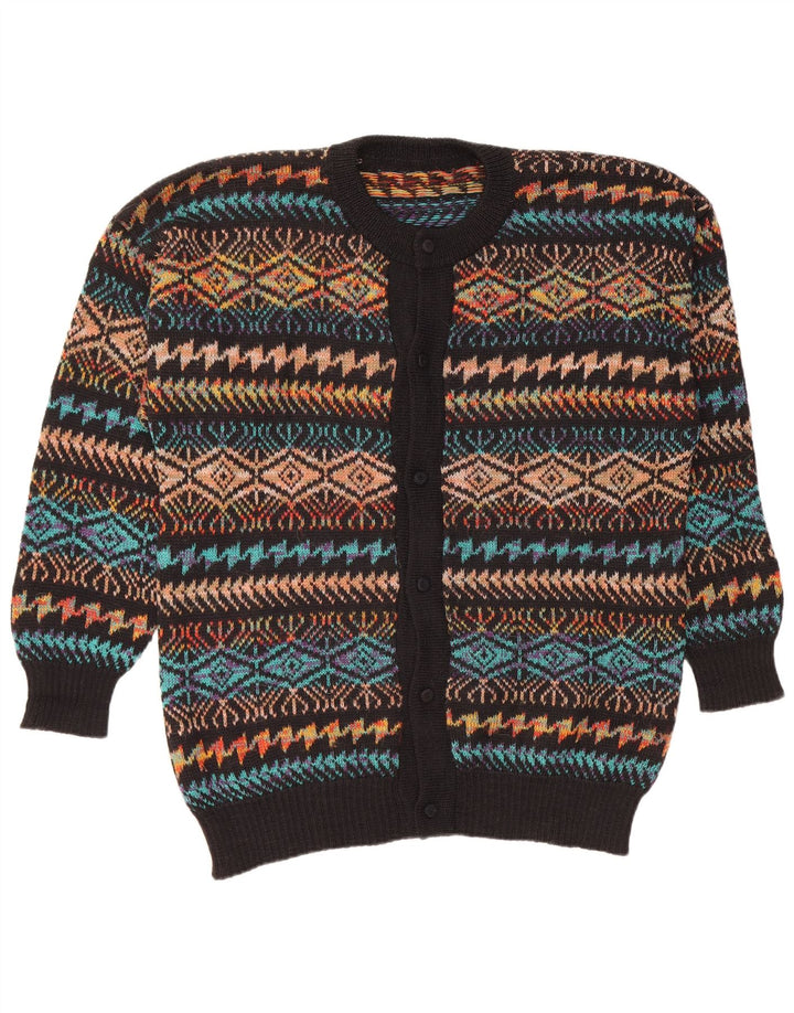 Maglione cardigan da uomo VINTAGE grande nero geometrico