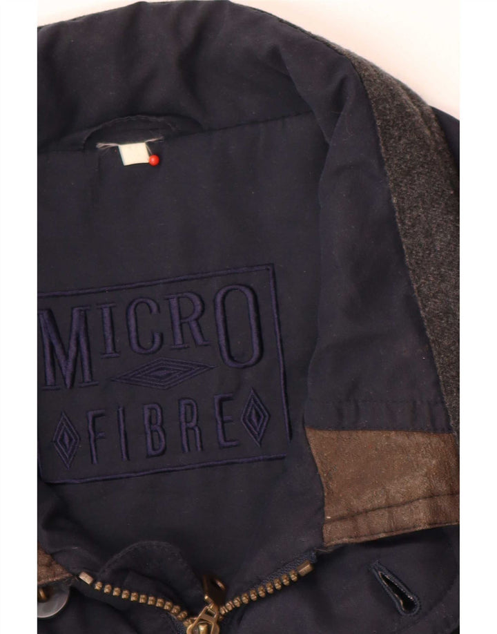 Cappotto giacca a vento vintage da uomo UK 38 Poliestere color block medio blu navy
