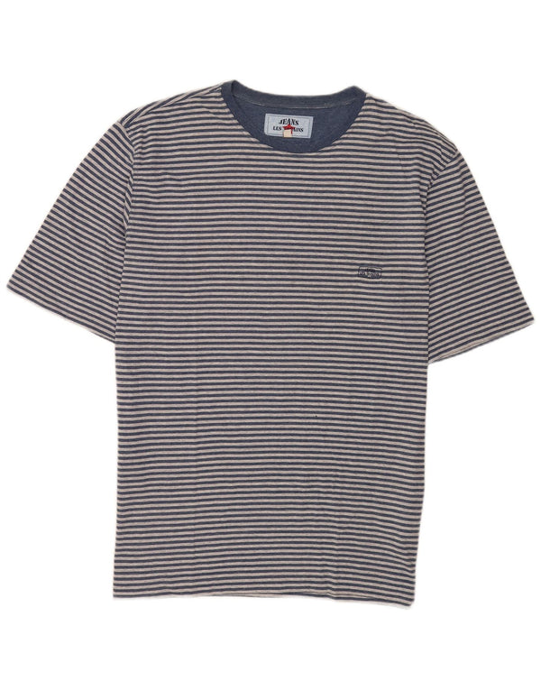 T-shirt uomo Les Copains IT 52 Large Blu Gessato Cotone