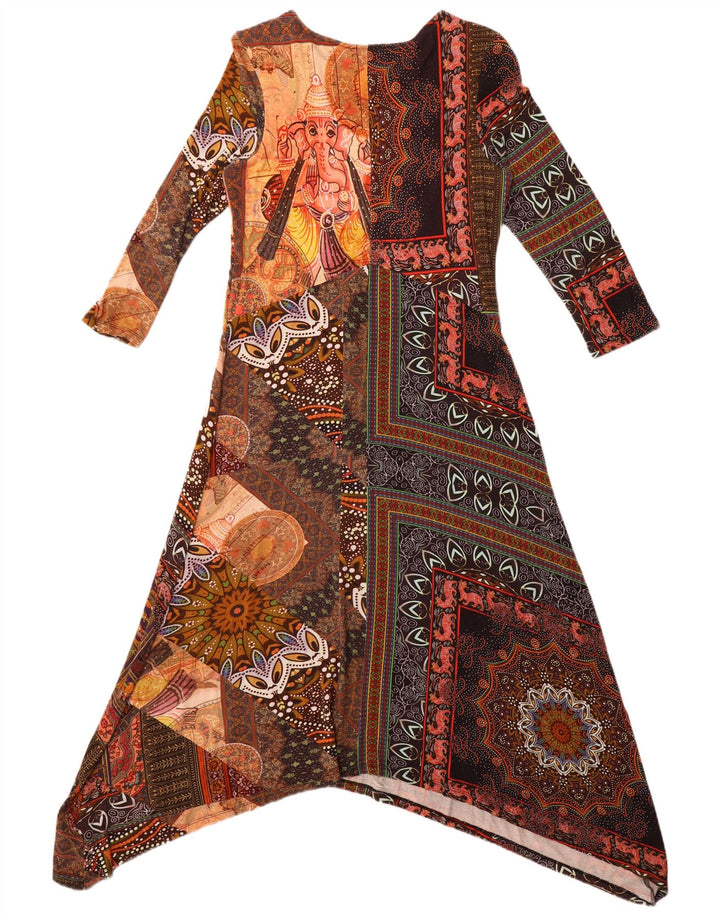 Desigual Abito lungo da donna con maniche a 3/4 UK 14 Large in viscosa multicolore