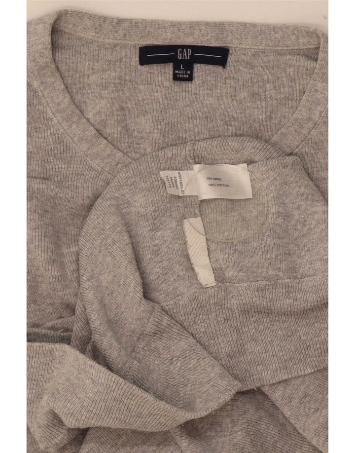 Gap Maglione da donna con volant sul collo e bottoni sul davanti UK 14 Grande cotone grigio