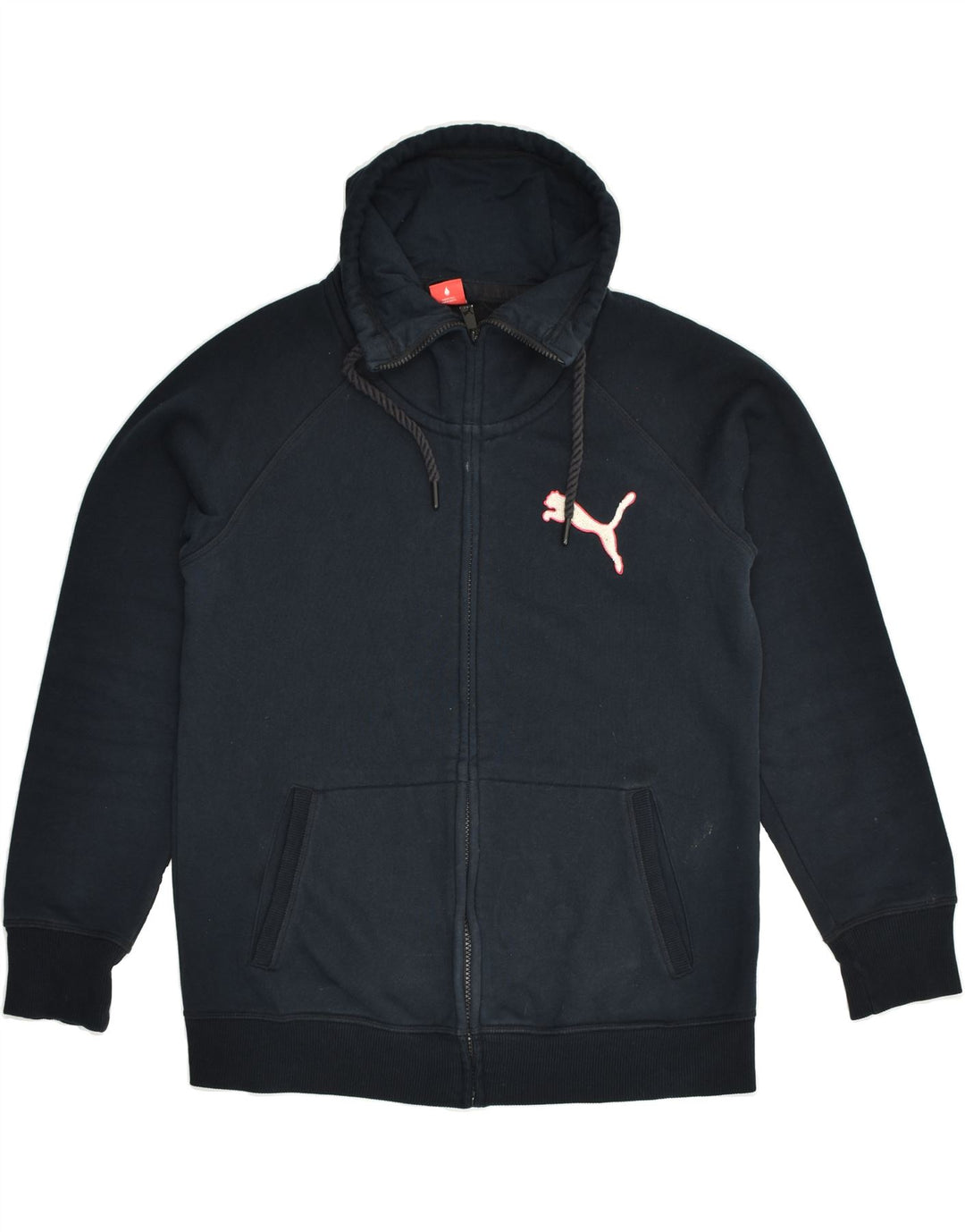 PUMA Womens Tracksuit Top Jacket UK 14 Large  Navy Blue Cotton | Vintage Puma | Thrift | Second-Hand Puma | Used Clothing | Messina Hembry 