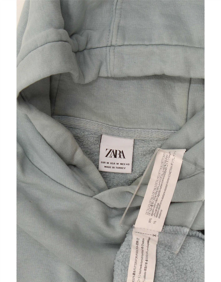 Felpa con cappuccio da uomo Zara in cotone blu medio