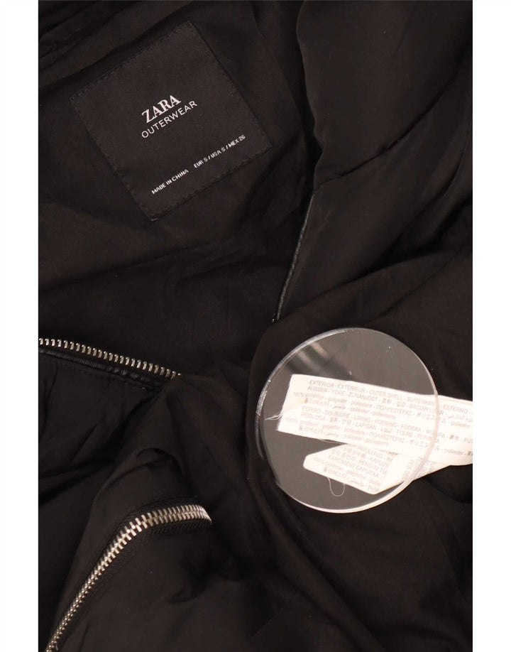 Cappotto imbottito oversize con cappuccio da donna Zara UK 10 piccolo poliestere nero