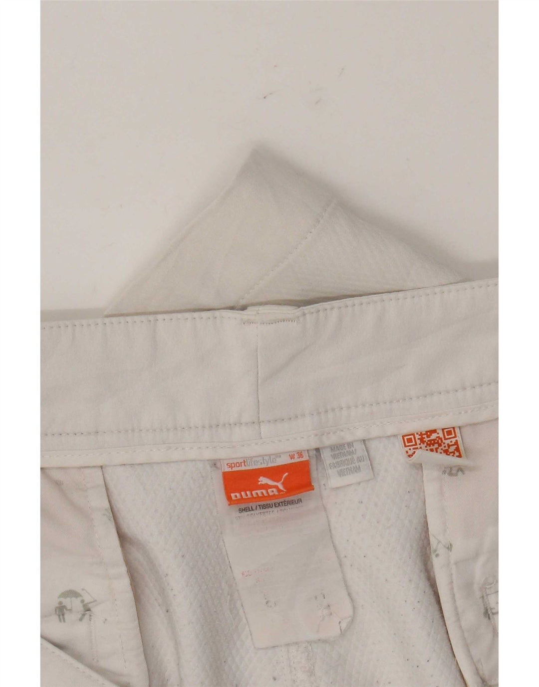 Pantaloncini chino da uomo Puma W36 Large bianchi in poliestere