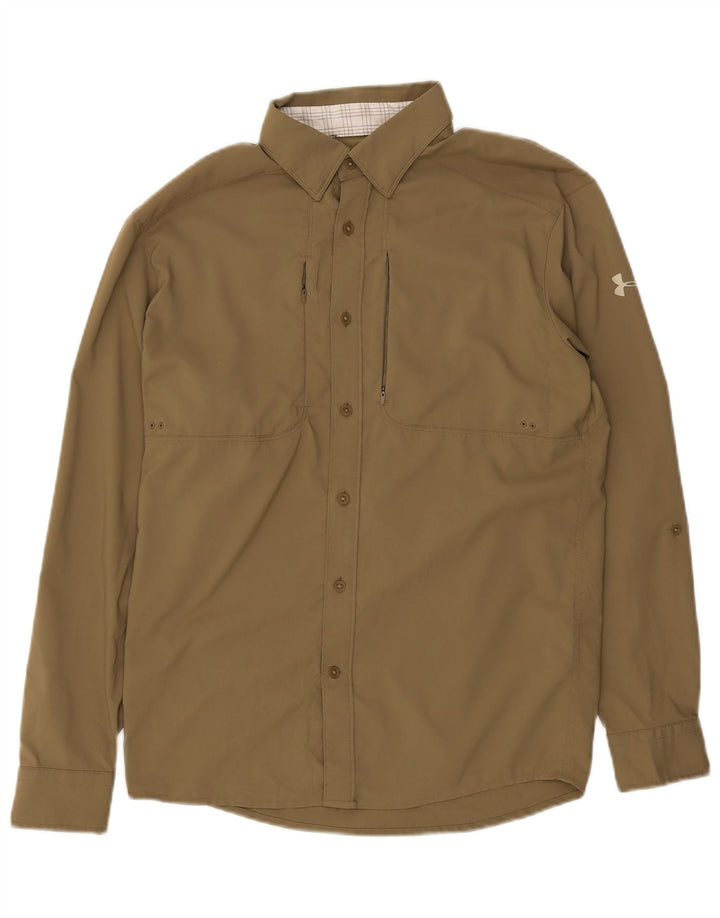 Camicia da uomo ampia Under Armour, piccola, in poliestere kaki