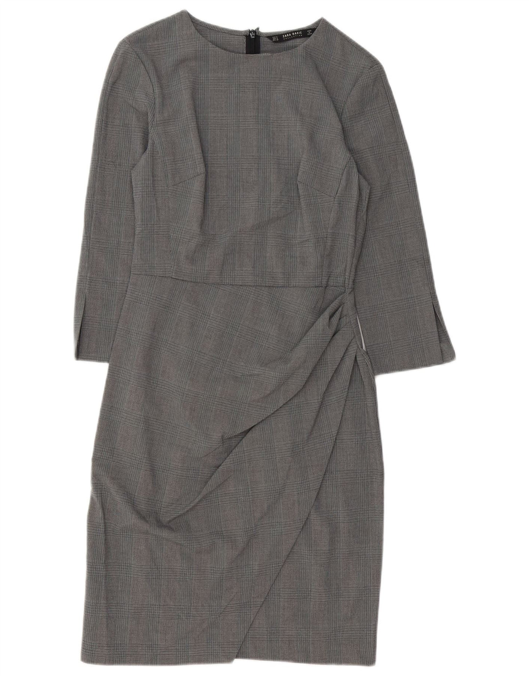Abito tubino Zara da donna con maniche a 3/4 UK 10 piccolo poliestere pied de poule grigio