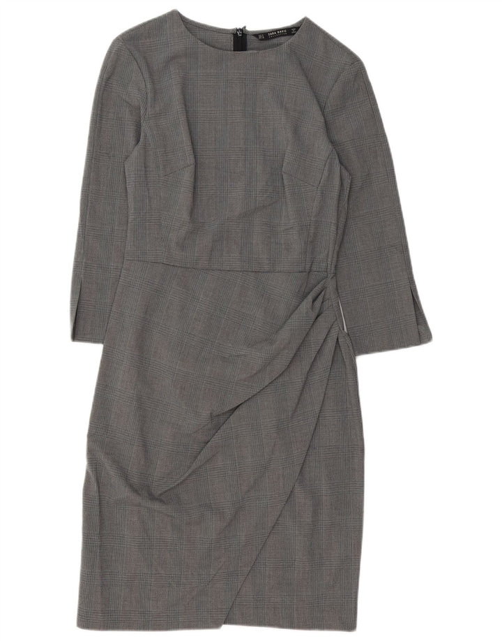 Abito tubino Zara da donna con maniche a 3/4 UK 10 piccolo poliestere pied de poule grigio
