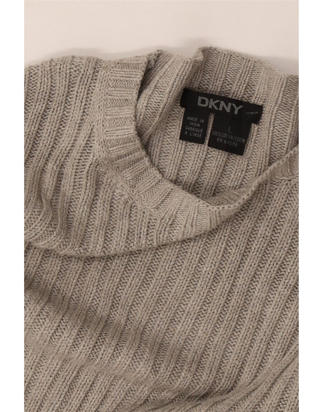 Maglione maglione con scollo a barca da donna DKNY UK 16 grande cotone grigio