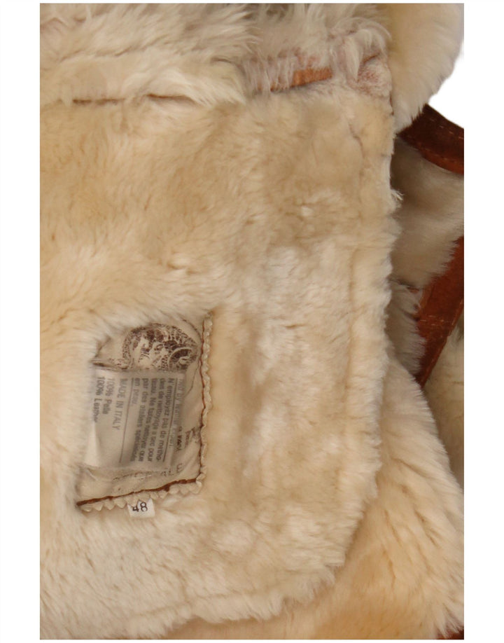Cappotto in shearling vintage da donna dal taglio ampio IT 48 XL in pelle marrone